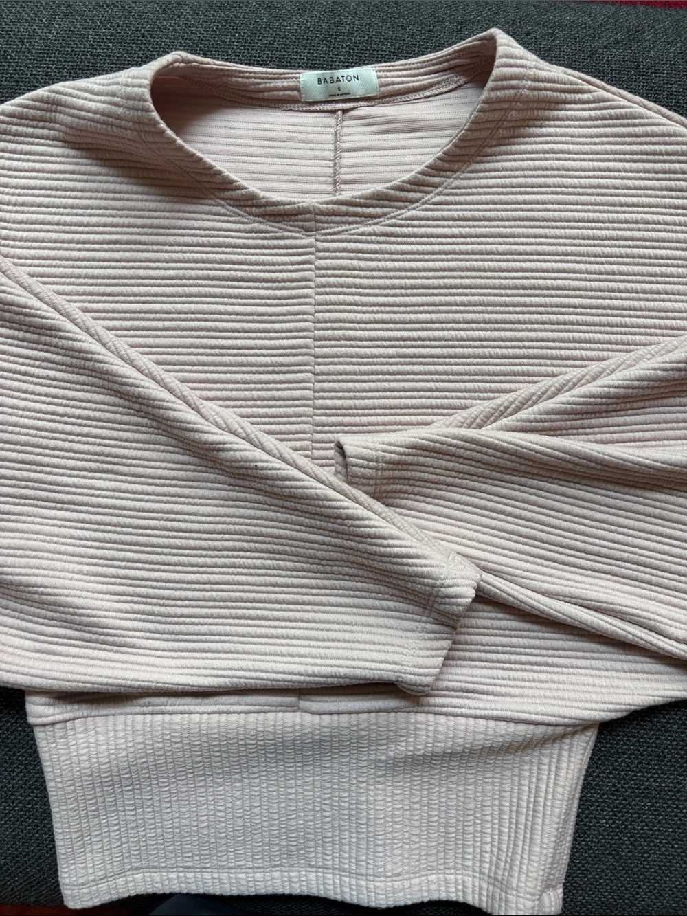 Babaton Textured Crewneck Sweater in Pale Pink
